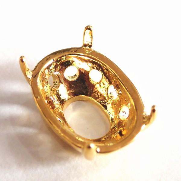 1454-《天然石　カボション》　台座　金色（１０穴）　オーバル　１８ｘ１３mm用　１個 | 