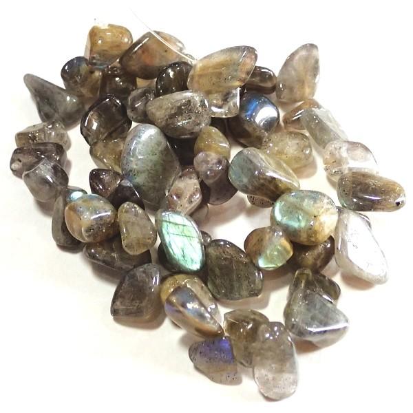 14784-《天然石　1連売り》　ラブラドライト　フリーフォーム　１本約３８cm | 