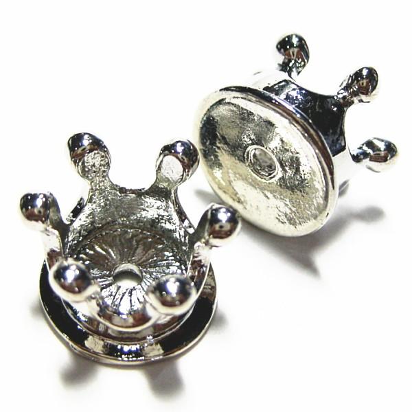 14804-《メタルチャーム・パーツ》　クラウンビーズ　白銀色　１０x１４mm　６個/１セット | 