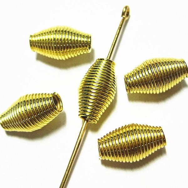 14812-《メタルチャーム・パーツ》　コイル状ビーズ　金色　１２x７mm　２０個/１セット | 