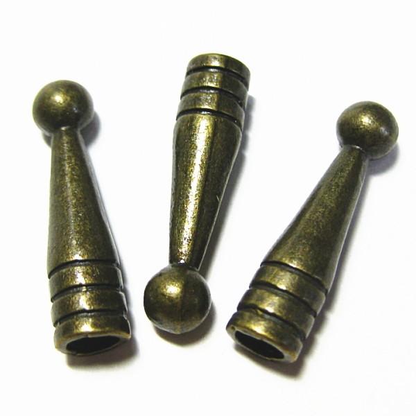 14813-【基本パーツ】　コードエンド　真鍮古美色　２７x６mm　１０個/１セット | 