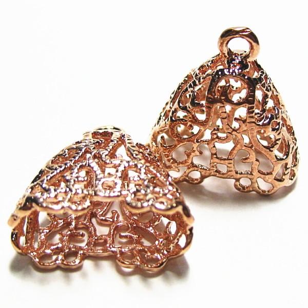 14820-《メタルチャーム・パーツ》　ピンクゴールド　１９ｘ１８ｘ９mm　２個/１セット | 