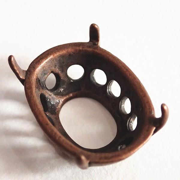 1486-《天然石　カボション》　台座　銅古美（１２穴）　オーバル　２０ｘ１５mm用　１個 | 