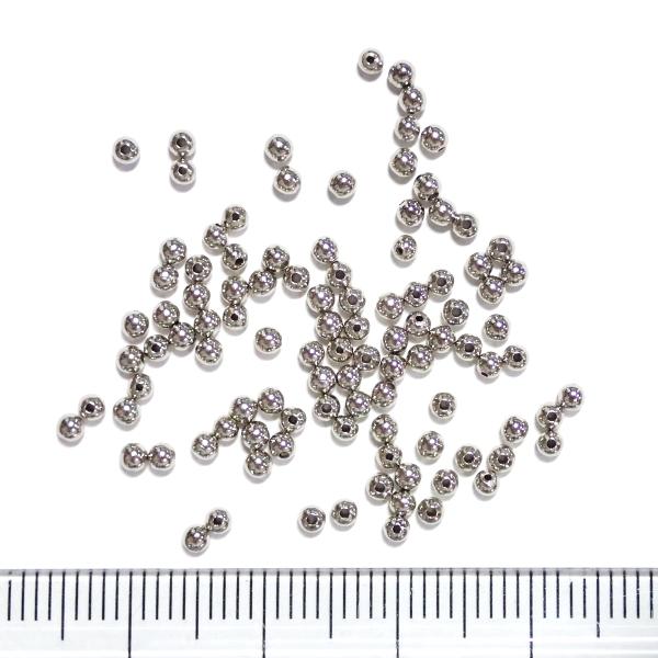 14882-【基本パーツ】メタルビーズ　銀色　２mm丸玉　約１００個/１パック | 