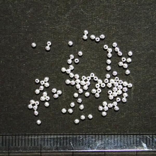 14883-【基本パーツ】メタルビーズ　白銀色　１．５mm丸玉　約１００個/１パック | 