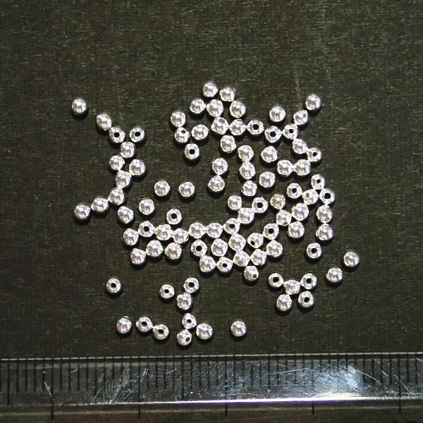 14884-【基本パーツ】メタルビーズ　白銀色　２mm丸玉　約１００個/１パック | 