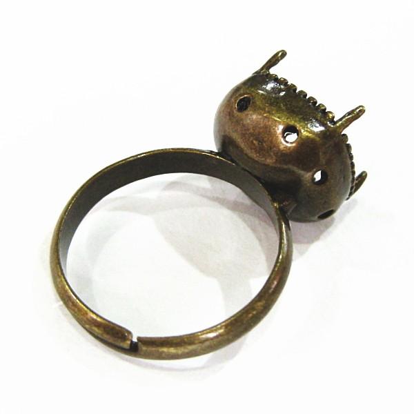 1497-『指輪パーツ』　カボション用リング（ホールあり）　真鍮古美　１０mm用　１個 | 