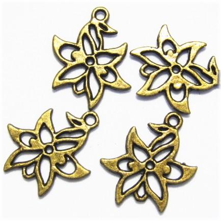 14989-フラワーチャーム 真鍮古美【10個】 | 