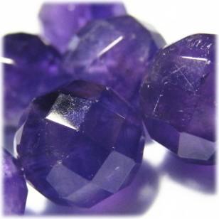1500-天然石ビーズ 10mmカット丸玉 アメジスト ６粒 | 