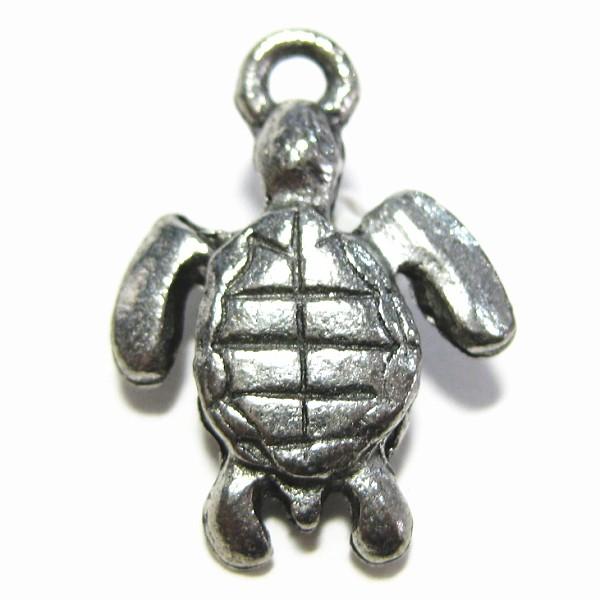 15000-【ＮＹピューター】　ウミガメ　チャーム　銀古美　２１x１５mm　５個/１セット |  | 01