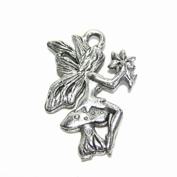 15021-【ＮＹピューター】　フェアリー　チャーム　銀古美　２３mm　５個/１セット |  | 01