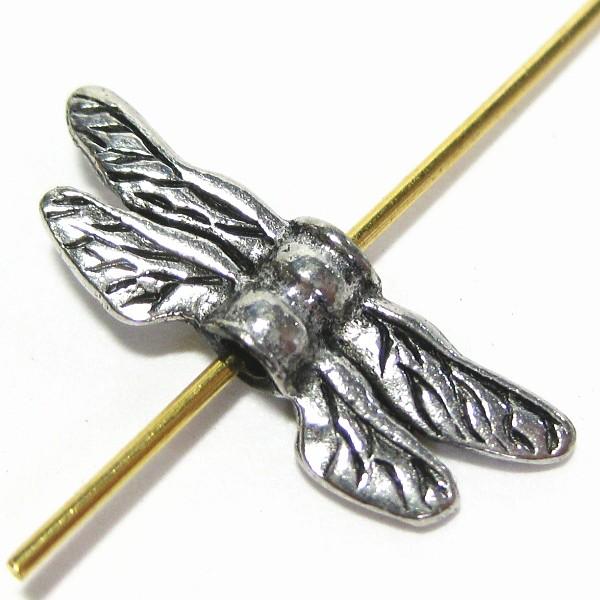 15039-【ＮＹピューター】　トンボの羽　ビーズ　銀古美　２０x７mm　５個/１セット | 