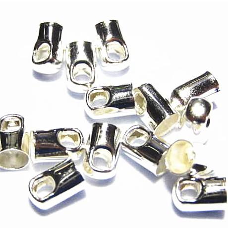 15198-【基本パーツ】　コードエンド　白銀色　８x５mm　２０個/１セット | 