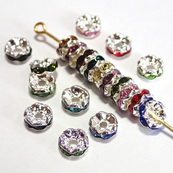 15209-《ラインストーンロンデル》　波ロンデル　ミックスカラー/Ｓ　６mm　２０個/１パック | 