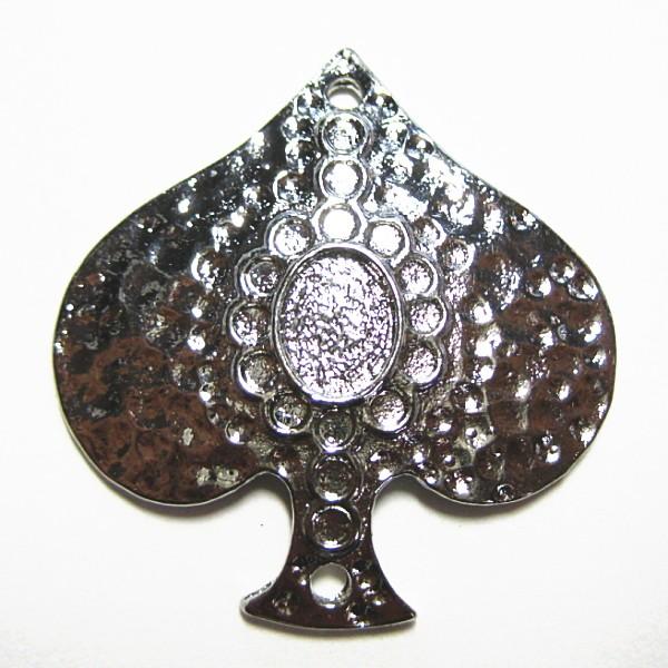 1530-《メタルチャーム・パーツ》　スペードコネクター　銀古美　３５x３３mm　４個/１セット | 