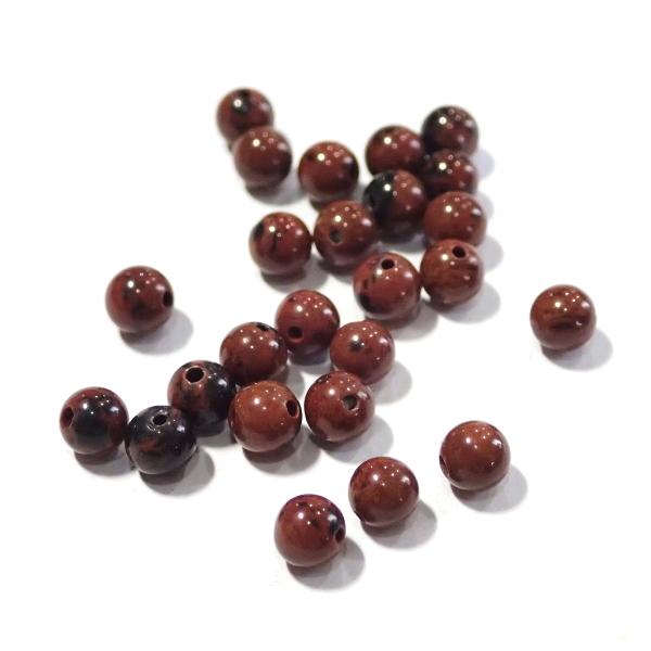 15324-天然石 4mm丸玉 マホガニーオブシディアン 25粒 | 