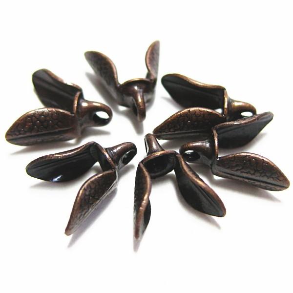 15386-《メタルチャーム・パーツ》　座金/ビーズキャップ　銅古美　約４ｘ７mm　２０個/１セット | 