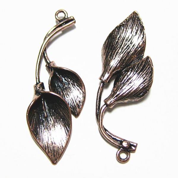 15431-《メタルチャーム・パーツ》　お花２　ピンクカッパー　４０ｘ１８mm　２個/１セット | 