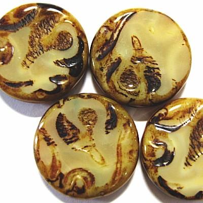 1549-【魅惑のチェコ】 Caved Coin/ベージュピカソ5個 | 