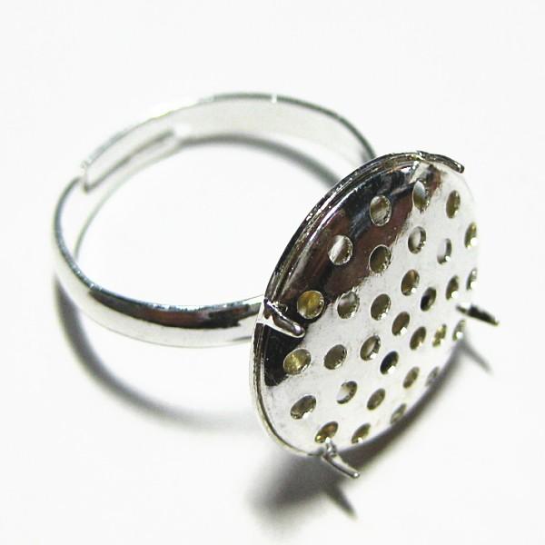 1576-『指輪パーツ』　シャワー台リング　白銀色　１６mm（シャワー台）　１個 | 