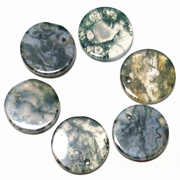 1723-《天然石ディスク》　モスアゲート　約１３mm　６個/１パック | 