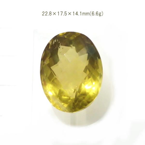 1760-『天然石ルース』　レモントパーズ（ホール無）※カット有※　約23ｘ18mm（6.6g）　１個 | 