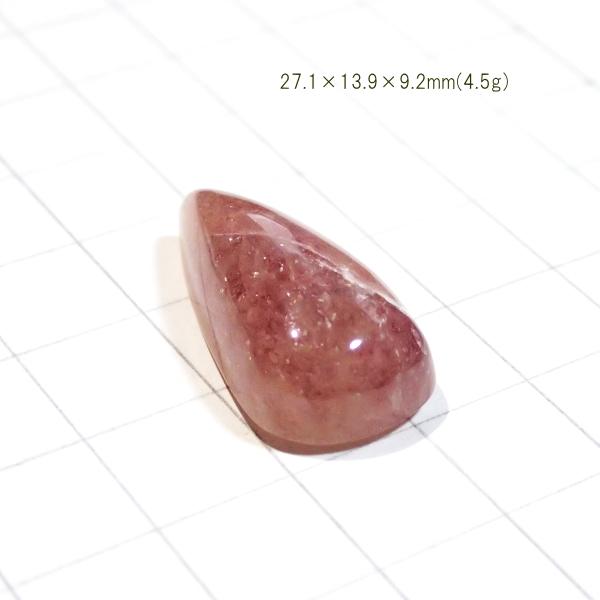 1799-『天然石ルース』　ストロベリークォーツ（ホール無）　約27x14mm（4.5ｇ）　１個 |  | 01