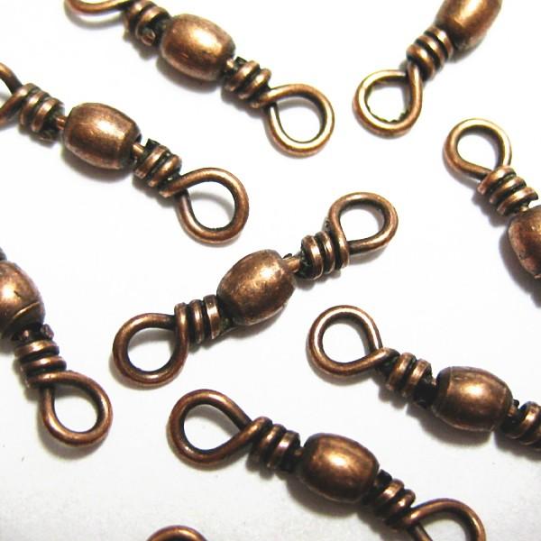 1932-《メタルチャーム・パーツ》　コネクター　銅古美　３ｘ１４mm　３０個/１セット | 