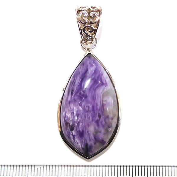 1933-《天然石ペンダント》　チャロアイト　シルバーペンダントトップ　３４ｘ１９mm（１３．９ｇ）　１個 |  | 03