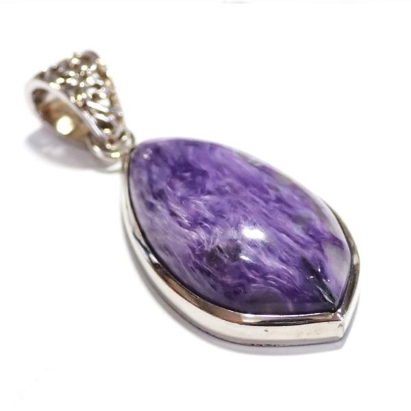 1933-《天然石ペンダント》　チャロアイト　シルバーペンダントトップ　３４ｘ１９mm（１３．９ｇ）　１個 |  | 04