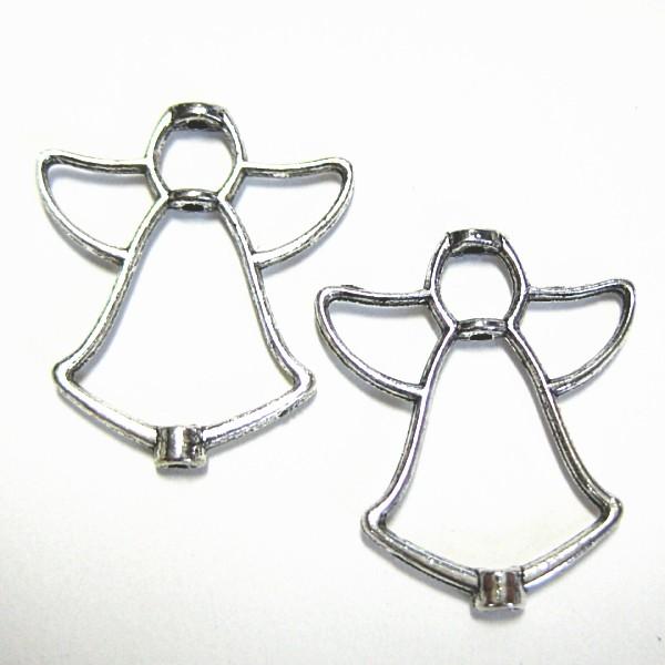 20021-《メタルチャーム・パーツ》　天使ビーズ　銀古美　２５x２１mm（ホール１mm）　１０個/１セット | 
