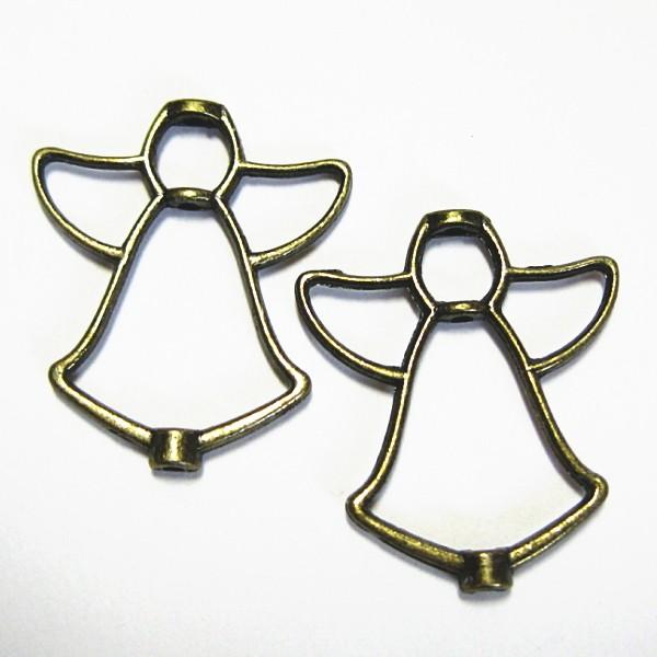 20022-《メタルチャーム・パーツ》　天使ビーズ　真鍮古美　２５x２１mm（ホール１mm）　１０個/１セット | 