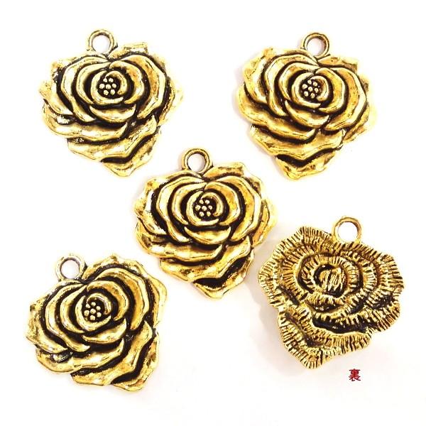 20027-ハートローズチャーム 金古美【5個】 | 