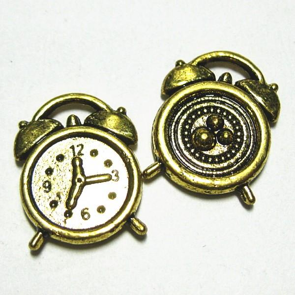 20051-《メタルチャーム・パーツ》　めざまし時計　金古美　１８ｘ１４mm　１０個/１セット | 