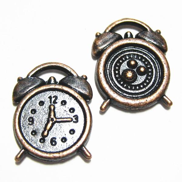 20052-《メタルチャーム・パーツ》　めざまし時計　銅古美　１８ｘ１４mm　１０個/１セット | 