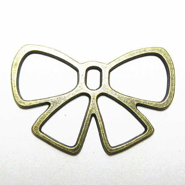 20055-《メタルチャーム・パーツ》　リボンコネクター　真鍮古美　１７x２６mm　１０個/１セット | 