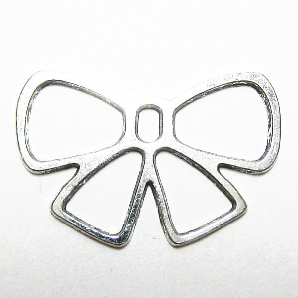 20056-《メタルチャーム・パーツ》　リボンコネクター　銀古美　１７x２６mm　１０個/１セット | 