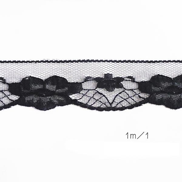 20106-〈レース/リボン〉　ブラックレース（伸縮なし）　３．５cm巾　１メートル/１本 |  | 01