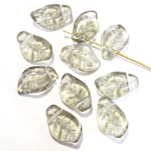 2013-CZLF　チェコ葉っぱビーズ　ブラックダイヤモンド　14ｘ9mm　10個/１パック | 