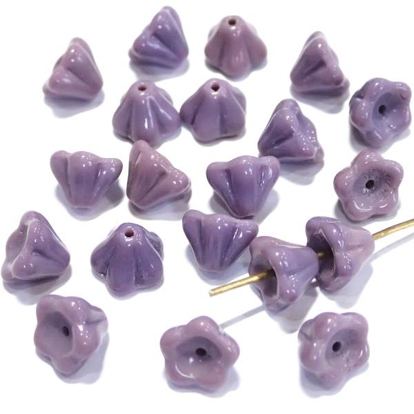 20281-23030　チェコベルフラワー　パープル不透明　８x６ｍｍ　２０個/１パック | 