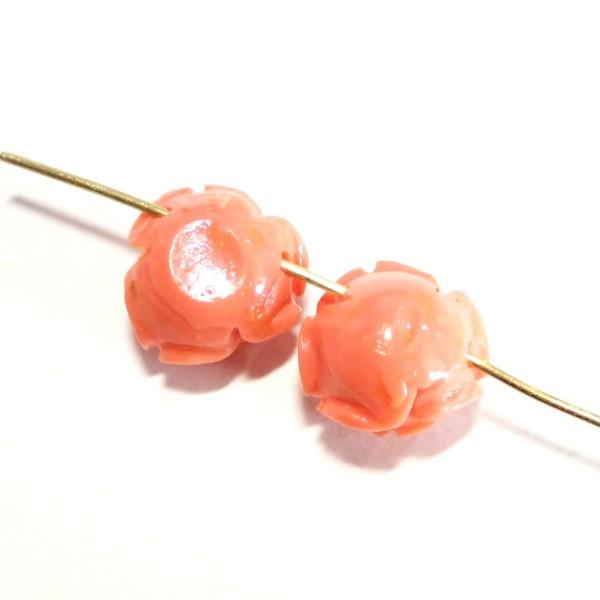 20374-【人造コーラル】　薔薇　サーモンピンク　横ホール　１２mm　２個/１パック |  | 01