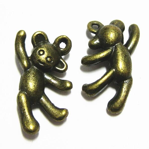 20399-《メタルチャーム・パーツ》　くま？　真鍮古美　１９x１３mm　１０個/１セット | 