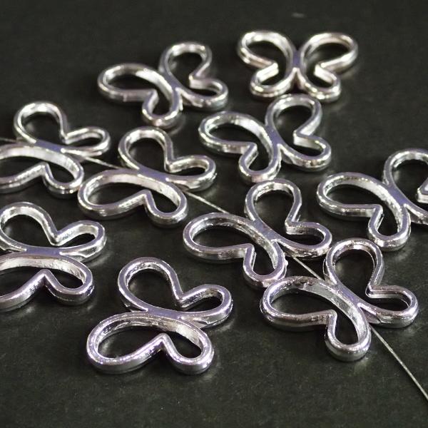 20400-《メタルチャーム・パーツ》　蝶（縦ホール）　白銀色　１８x２１mm　１０個/１セット |  | 01