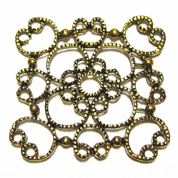 20407-《メタルチャーム・パーツ》　コネクター　金古美　４５mm　３個/１セット | 