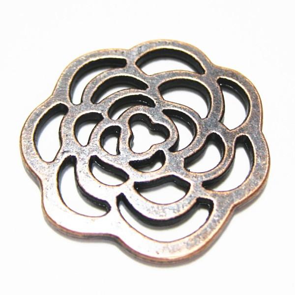 20444-《メタルチャーム・パーツ》　フラワー　銅古美　２３mm　１０個/１セット | 