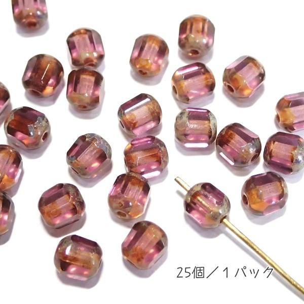 20468-2006　チェコ6オクタゴナル　アメジスト/ストーン　６ｍｍ　２５個/１パック | 