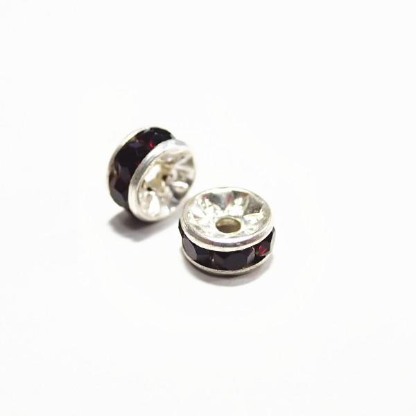 20529-【チェコラインストーンロンデル】　シャム/シルバー　５ｍｍ　２個/１パック | 