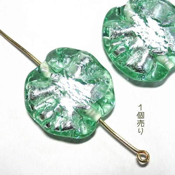 20567-《チェコハンドメイド銀箔リーフ》　ペリドット　20ｍｍ　1個 |  | 01