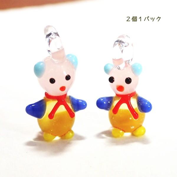 20570-《チェコハンドメイド・ミニガラスチャーム》　くま　１５ｍｍ　２個/１パック | 
