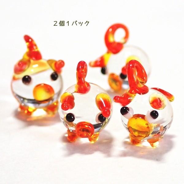 20573-《チェコハンドメイド・ミニガラスチャーム》　ぶた　１４ｍｍ　２個/１パック | 